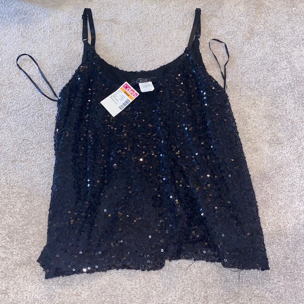 NEW black sequin tank top